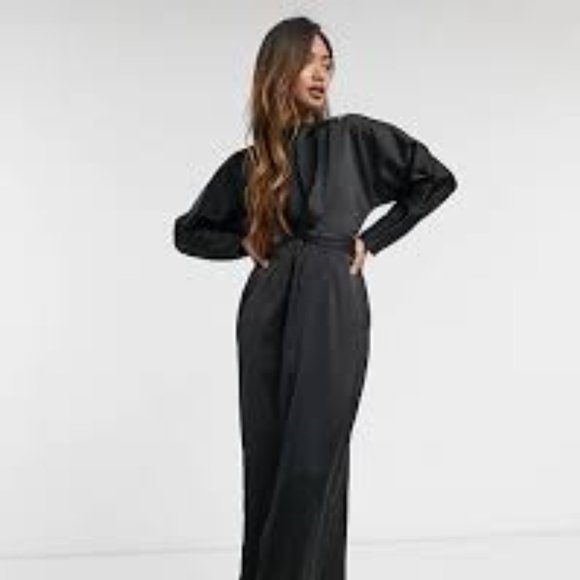 ASOS DESIGN Dresses & Skirts - ASOS DESIGN Black Satin Batwing Maxi Dress - US 10 or 12